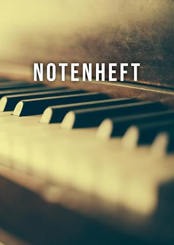 NOTENHEFT DIN A4 BLANKO: 110 Seiten | 55 Blatt | 12 Systeme mit Seitenzahlen | Musik Unterricht Komposition | Schule + Studium | Piano Motiv