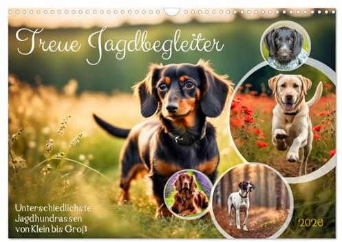 Treue Jagdbegleiter (Wandkalender 2026 DIN A3 quer), CALVENDO Monatskalender: Unterschiedlichste Jagdhundrassen von Klein bis Groß (CALVENDO Tiere)