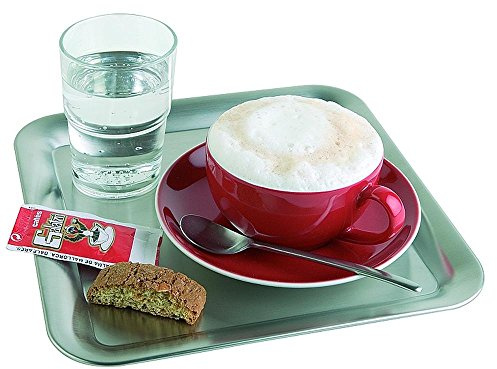 APS 30119 Serviertablett KAFFEEHAUS, 23 x 23 cm, Edelstahl, matt poliert, Rand eingerollt