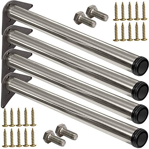 Stahlia 4 x Edelstahl Fi Tischfuß Ø60 mm Tischbeine Möbelfuß |Höhe 820 mm|höhenverstellbar + 30 mm|inkl. Befestigungsmaterial |Tischfuss Verstellfuß Möbel Fuß Füße |