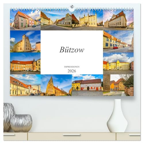 Bützow Impressionen (hochwertiger Premium Wandkalender 2026 DIN A2 quer), Kunstdruck in Hochglanz: Zwölf wunderschöne Bilder der Stadt Bützow (CALVENDO Orte)