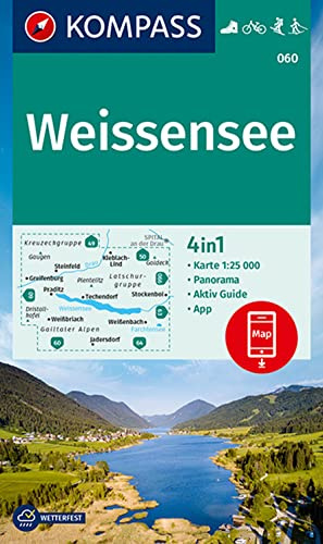 KOMPASS Wanderkarte 060 Weißensee 1:25.000: 4in1 Wanderkarte, mit Panorama und Aktiv Guide inklusive Karte zur offline Verwendung in der KOMPASS-App. Fahrradfahren. Skitouren. Langlaufen.