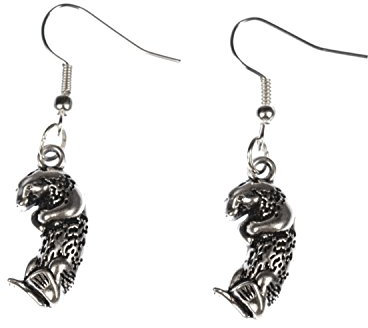 Miniblings Otter Ohrringe Hänger Fischotter Seeotter Zoo Wasser silber flach - Handmade Modeschmuck I Ohrhänger Ohrschmuck versilbert