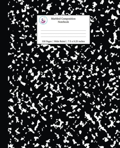 Marbled Composition Notebook: Black Marble Wide Ruled Paper Subject Book (School Essentials, Band 1)