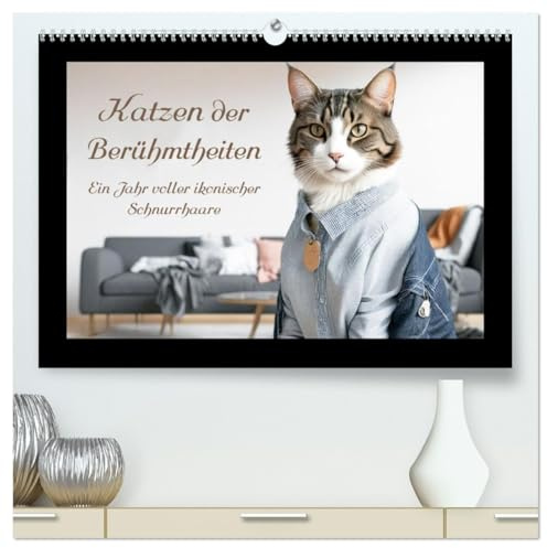 Katzen der Berühmtheiten - Ein Jahr voller ikonischer Schnurrhaare (hochwertiger Premium Wandkalender 2026 DIN A2 quer), Kunstdruck in Hochglanz: Katzen als Berühmtheiten (CALVENDO Tiere)