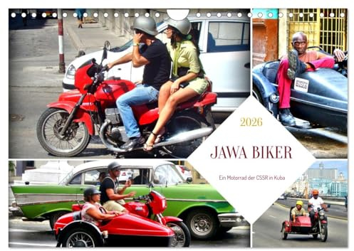 JAWA BIKER - Ein Motorrad der CSSR in Kuba (Wandkalender 2026 DIN A4 quer), CALVENDO Monatskalender: Verschiedene JAWA-Modelle unterwegs in Kuba (CALVENDO Mobilitaet)