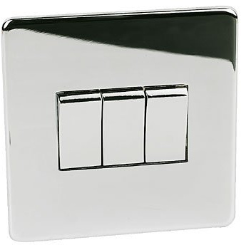 Crabtree 7173/HPC Triple Highly Polished Lightswitch Screwless Flatplate