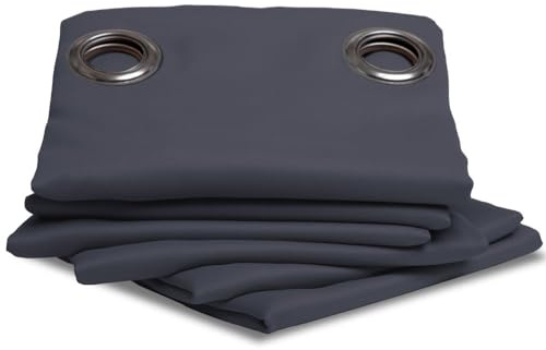 Moondream ThermActiv® Thermovorhang Winter+Sommer 2in1 | Isolierung Kälte+Hitze | Verdunkelung | Patentierte Technologie | EU Herstellung | Ösen | Grau MC713 | 140B x 260H cm