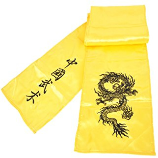 ShenLong - Ceinture Kungfu Dragon Brodée, Imitation Soie - Jaune