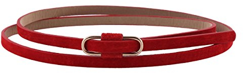 Damara Damen Super Schmal Poppig Jeans Kleid Belt Gürtel,Rot