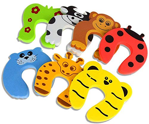 Door Stopper, Laniakea® 7 Pcs Child Safety Animal Cushion Hinge Door Stop Decorative Rubber Cat Finger Protector Pinch Finger Guard Security