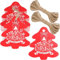G2PLUS Weihnachtsbaum Geform Geschenkanhänger - 100 Stück Weihnachten Etiketten Tags - 6x6.5 CM Papier Hängeetiketten mit Schnur zum Adventskalender und Weihnachtsgeschenke verziert