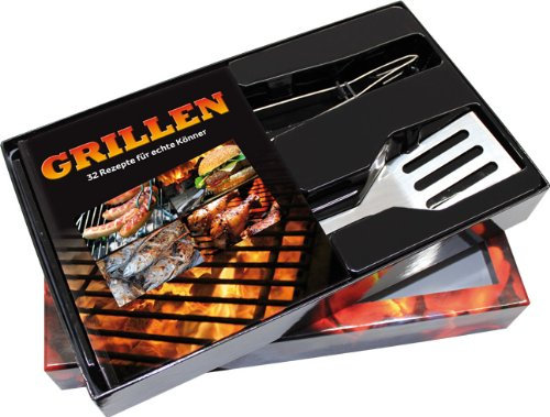 Buch-Box Grillen. 32 Rezepte für echte Könner: Buch + Grillzange und Pfannenwender