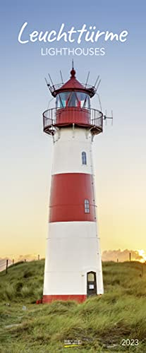 Leuchttürme 2023: Schmaler Wandkalender. Foto-Kunstkalender über den Leuchtturm an der Küste. PhotoArt Vertikal. 28,5 x 69 cm.