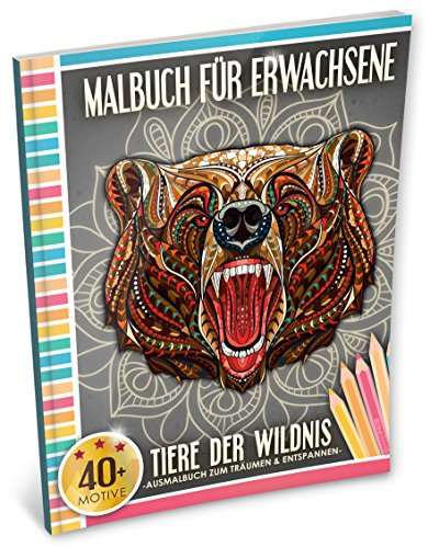 Malbuch für Erwachsene: Tiere der Wildnis (Kleestern®, A4 Format, 40+ Motive) (A4 Malbuch für Erwachsene, Band 5)