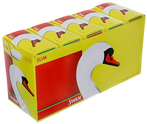 JDbrands SWAN Slimline Filter Tips-10 box-1650 Tips, Paper, Yellow, 4 x 4 x 2 cm