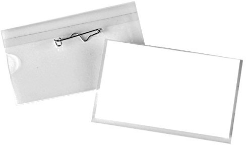 Pavo - Namensschilder, mit Wellennadel, 54 x 90 mm, transparent , 50 Stück