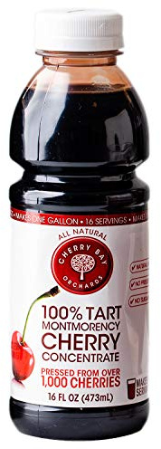 Cherry Bay Orchards Tart Cherry Concentrate - All Natural Juice to Promote Healthy Sleep, 16oz Bottle (Case of 12) - Gluten Free, Natural Antioxidants, No Added Sugar or Preservatives