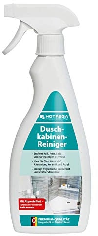 HOTREGA Duschkabinen Reiniger entfernt mühelos Kalk Rost Seife und Schmutz in Bad und Dusche 500ml