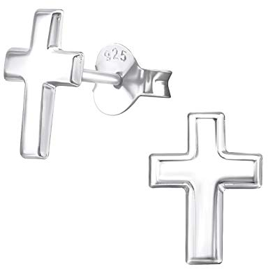 Laimons Damen-Ohrstecker Kreuz Design Matt Sterling Silber 925