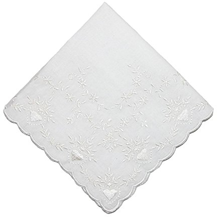 Damen Taschentuch aus weicher Baumwolle, bestickt, Herzform, Weiß