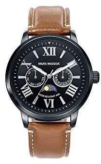 Mark Maddox HerrenArmbanduhr Mondphase Quarz Leder HC6019-53