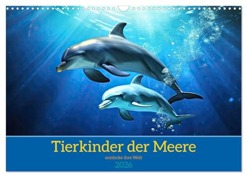 Tierkinder der Meere - entdecke ihre Welt (Wandkalender 2026 DIN A3 quer), CALVENDO Monatskalender: Kleine Helden der Ozeane (CALVENDO Tiere)
