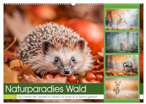 Naturparadies Wald (Wandkalender 2026 DIN A2 quer), CALVENDO Monatskalender: Dieser atemberaubende Kalender begleitet Sie durch das Jahr und zeigt die ... ihrer natürlichen Umgebung. (CALVENDO Tiere)