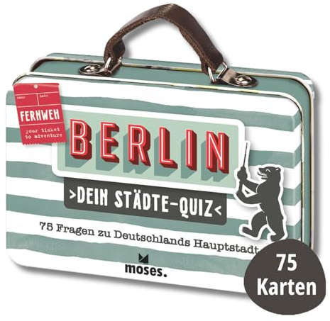 moses. Dein Städte-Quiz Berlin – 75 Fragen zu Deutschlands Hauptstadt, Kartenset mit Fragen und Bildern rund um Sehenswürdigkeiten, Geschichte und Kultur, in einer Blechdose (Fernweh)