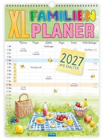 Trötsch Großbildkalender XL Familienplaner 2027 mit 6 Spalten: Wandkalender