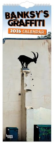 Banksy's Graffiti OFFICIAL | 2026 5.7 x 16.5 Inch (Hanging) Monthly Slimline Wall Calendar | BrownTrout | Drawings Street Art Design