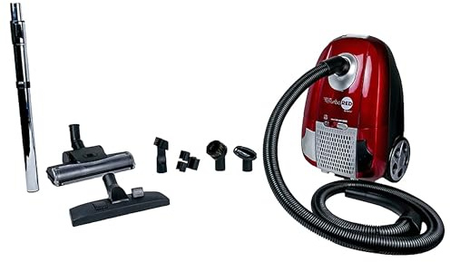 Atrix Turbo Red AHC-1 HEPA Canister Vacuum Cleaner – Powerful 1,400W Variable Speed Motor, Lightweight 6-Quart Bag Design, 3-Stage Filtration, Telescopic Wand, Full Bag Indicator & Accessory Kit