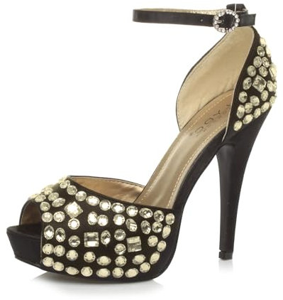 AJVANI high heel platform peeptoe gem ankle strap sandals shoes size 5 38