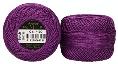 ANCHOR Pearl Yarn, Thickness: 8, Packaging: 10G, Running Length: 82M amethyst Embroidery Threads