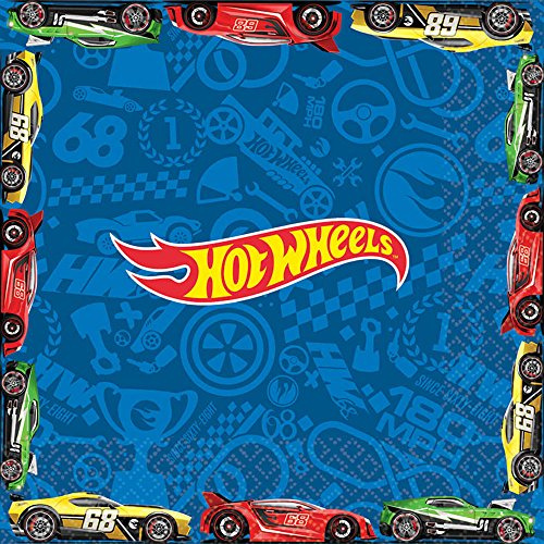 Multicolor Hot Wheels Wild Racer Luncheon Napkins ( 6.5 x 6.5 ) - Pack Of 16, Premium Quality & Eye-catching Design - Perfect For Themed Parties & Events