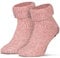 Piarini ABS Stoppersocken Wollsocken Wintersocken Norwegersocken Innenfrottee Damen Herren Jungen Mädchen pink rosa-meliert 35-38
