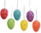 Decoris Eminza Ostereier zum Aufhängen 9cm x 6 Stück bunt Mix Kunststoff bunt mit Punkten Hängedeko Osterdeko / 6er Set Ostereier bunt und gepunktet bunt