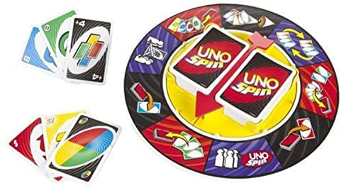 Universal Specialties Uno Spin Red – Klassisches Kartenspiel mit Drehrad – 112 Karten, 1 Rad – ab 6 Jahren