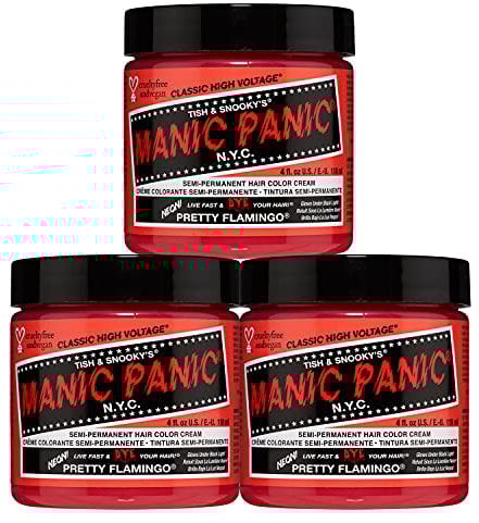 Manic Panic Pretty Flamingo Classic Creme, Vegan, Cruelty Free, Pink Semi Permanent Hair Dye 3 x 118ml