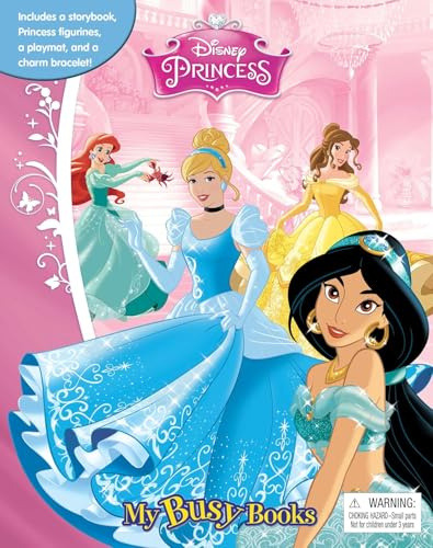 Disney Princess My Busy Books - Storybook, 9 figurines, 1 charm bracelet, playmat