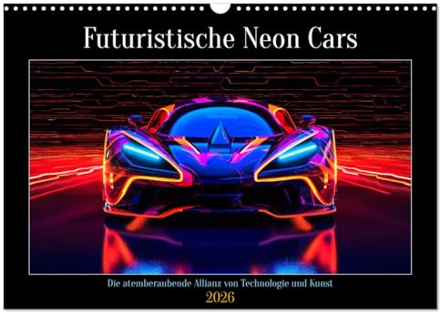Futuristische Neon Cars (Wandkalender 2026 DIN A3 quer), CALVENDO Monatskalender: Futuristische Neon Cars, sind nicht nur Fahrzeuge, sondern eine ... auf den Straßen. (CALVENDO Mobilitaet)
