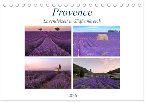 Provence, Lavendelzeit in Südfrankreich (Tischkalender 2026 DIN A5 quer), CALVENDO Monatskalender: Im Juli jeden Jahres verwandelt sich die Provence ... von duftenden Lavendel. (CALVENDO Orte)