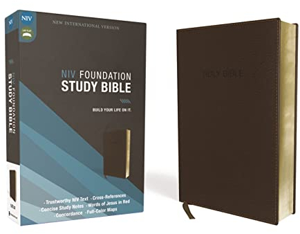 NIV, Foundation Study Bible, Leathersoft, Brown, Red Letter