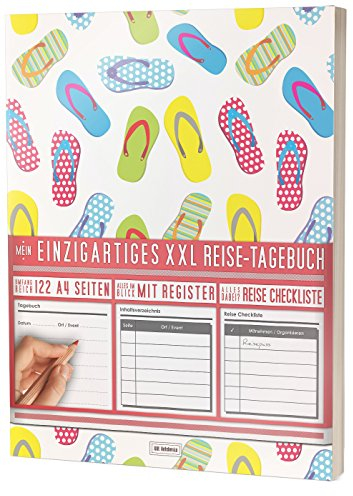 Mein Reisetagebuch • 122 Seiten, Register, Kontakte / Neue Auflage mit Reise Checkliste / PR401 „Strandurlaub“ / DIN A4 Soft Cover