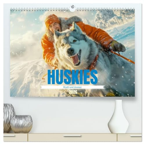 Huskies - Kraft und Anmut (hochwertiger Premium Wandkalender 2026 DIN A2 quer), Kunstdruck in Hochglanz: Fellnasen mit Charakter (CALVENDO Tiere)