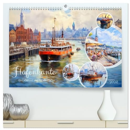 Hafenkante - Ein Leben mit und für den Hafen (hochwertiger Premium Wandkalender 2026 DIN A2 quer), Kunstdruck in Hochglanz: Hafenmalerei: Eine Impressionistische Reise (CALVENDO Orte)