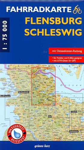 Fahrradkarte Flensburg, Schleswig: Wasser- und reißfest.