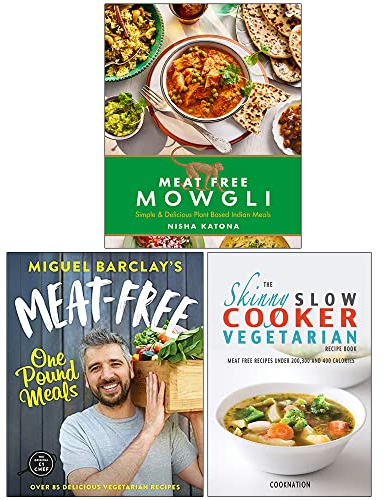 Meat Free Mowgli [Hardcover], Meat-Free One Pound Meals, The Skinny Slow Cooker Vegetarian Recipe Book 3 Books Collection Set
