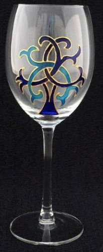 Wine Goblet in a Blue Celtic Tree of Life Design. Handpainted and designed in the UK by Beverley Gallagher, these significant and expressive gifts are ideal for birthdays, anniversaries, weddings, hand fastings, engagements, civil partnerships ceremonies, Christmas, Valentine’s Day, St Patrick's Day, Mother’s Day, Father's Day, Easter and special celebrations.
