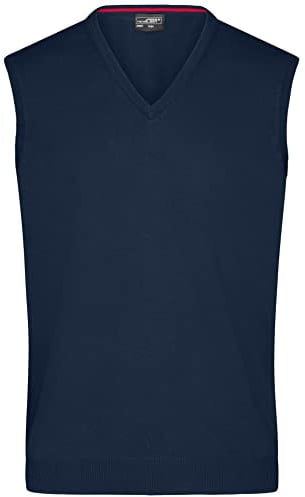 James & Nicholson Herren V-Pullunder - Klassisch geschnittener Pullunder aus hochwertiger Baumwolle | Farbe: navy | Grösse: L